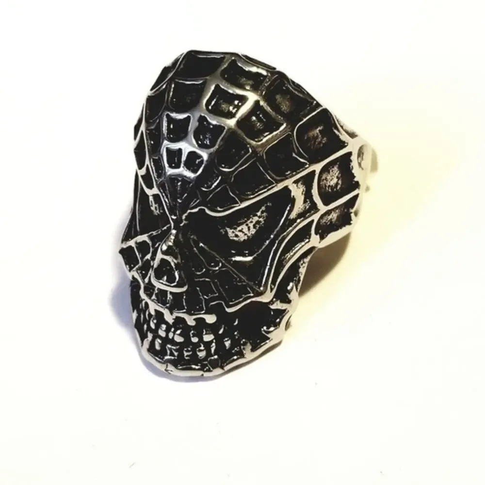 Men’s 316L stainless‎ steel skull biker hypoallergenic ring size 12